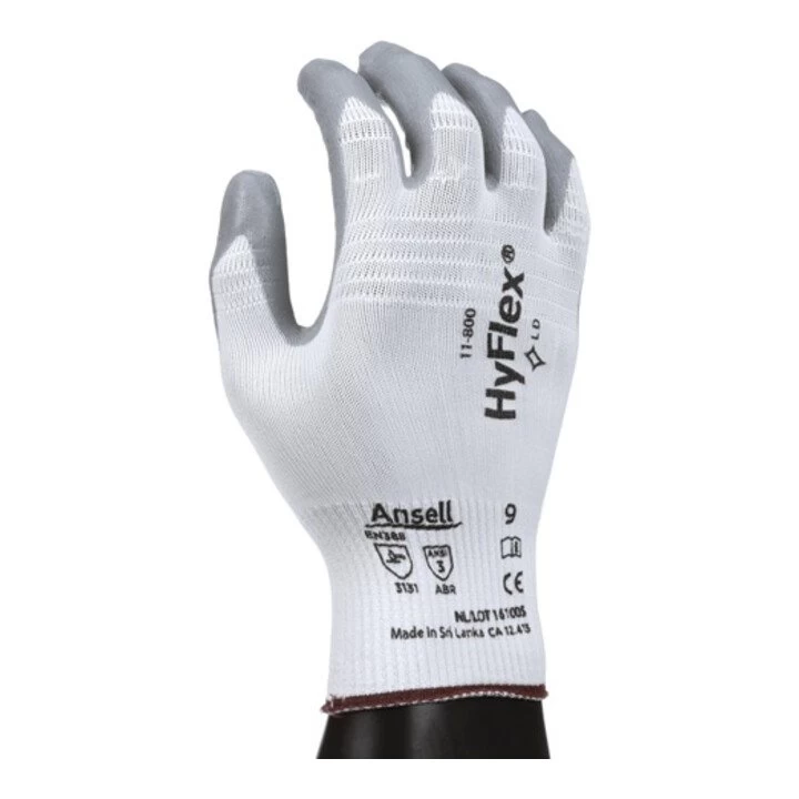 Ansell Handschuhe EN388 Kat.II HyFlex 11-800 Gr.7 Nylon M.Nitrilschaum Weiß/grau 1 Ansell Handschuhe EN388 Kat.II HyFlex 11-800 Gr.7 Nylon M.Nitrilschaum Weiß/grau