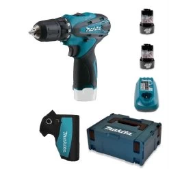 Makita DF330DWJ Im MAKPAC Mit 2 Akkus Ladegerät Und Zubehör