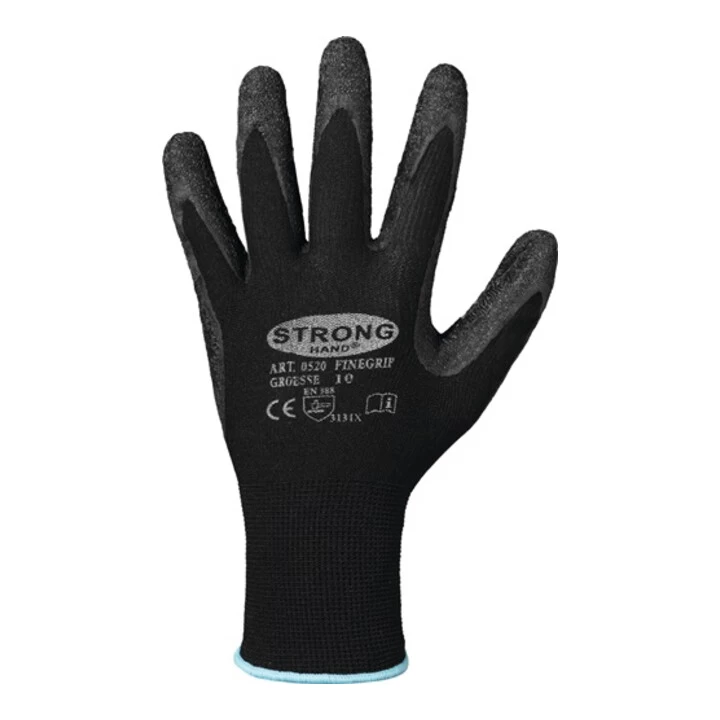 Handschuhe Finegrip Gr.8 Schwarz EN 388 PSA II Nyl.m.Schrumpf-Latex STRONGHAND 1 Handschuhe Finegrip Gr.8 Schwarz EN 388 PSA II Nyl.m.Schrumpf-Latex STRONGHAND
