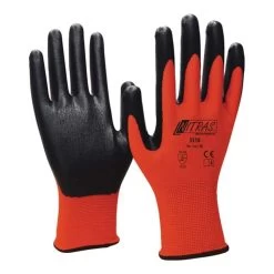 Handschuhe Nitril Foam Gr.8 Rot/schwarz Nyl.m.Nitrilschaum EN 388 PSA II NITRAS