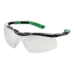Schutzbrille 5X6 EN 166 FT K N Bügel Gunmetallic/grün,Scheibe Klar PC UNIVET
