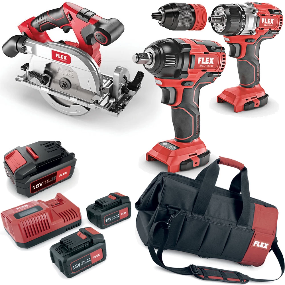 FLEX PACK Akku Bohrschrauber Handkreissäge Schlagschrauber 1/2" 3x Akku LG + Tasche 1 FLEX PACK Akku Bohrschrauber Handkreissäge Schlagschrauber 1/2" 3x Akku LG + Tasche