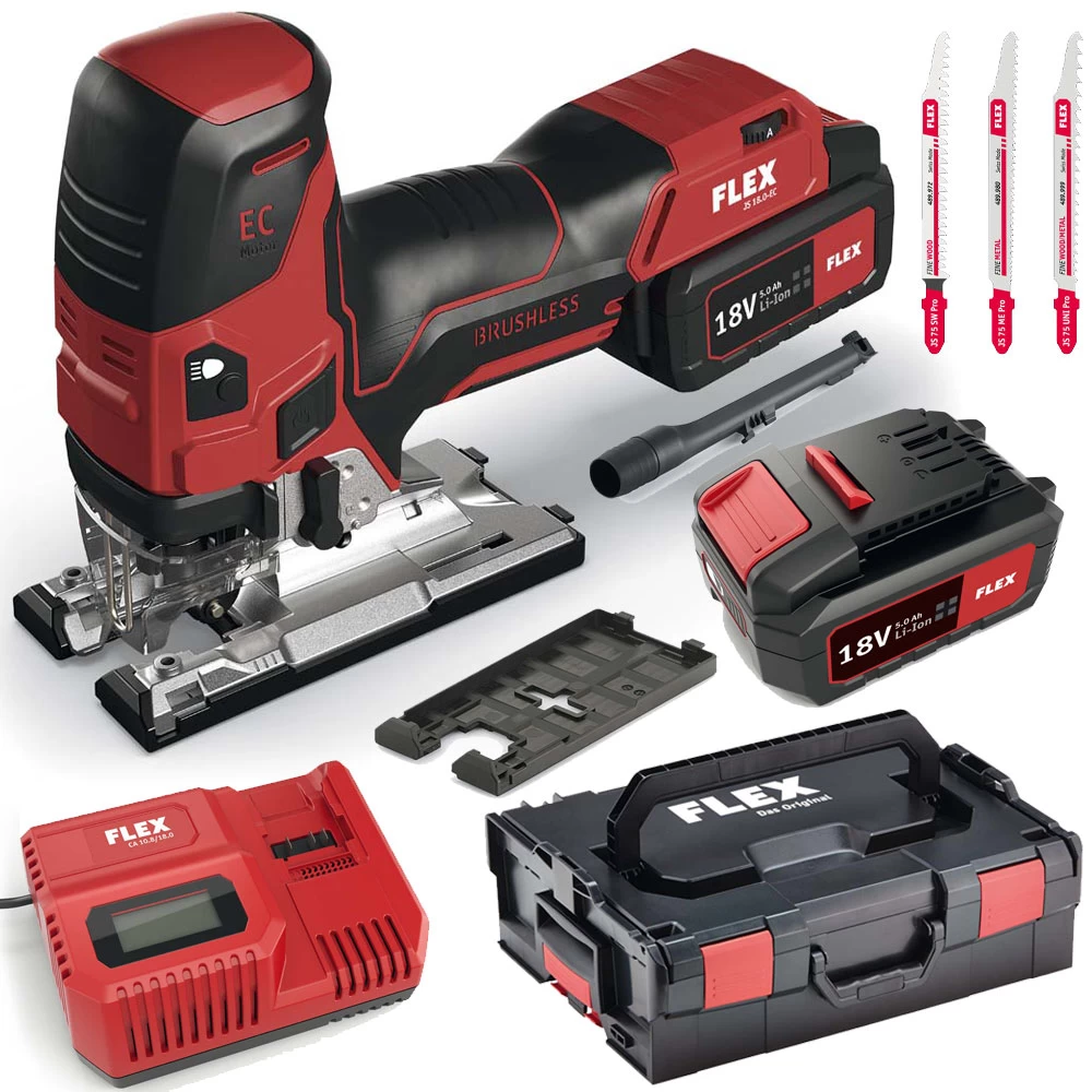 FLEX Akku Stichsäge 18 Volt JS 18 EC 5.0 Set 2x Akkus LG L-BOXX 489.778 1 FLEX Akku Stichsäge 18 Volt JS 18 EC 5.0 Set 2x Akkus LG L-BOXX 489.778