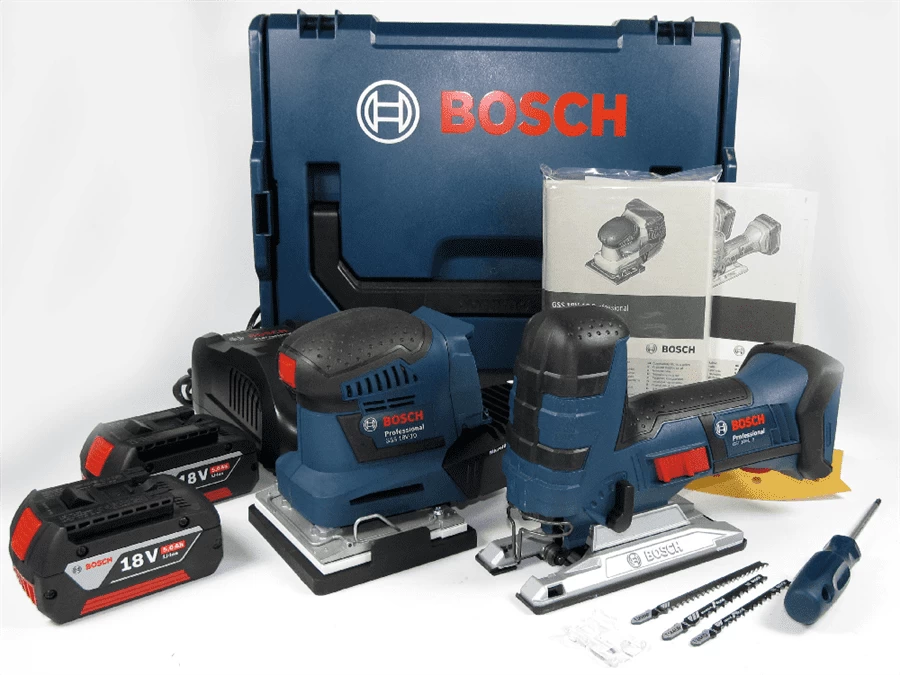 Bosch Akku Schwingschleifer GSS 18V-10 & Stichsäge 06015A5101 + 2x 5Ah + L-Boxx 06015A5101 1 Bosch Akku Schwingschleifer GSS 18V-10 & Stichsäge 06015A5101 + 2x 5Ah + L-Boxx 06015A5101
